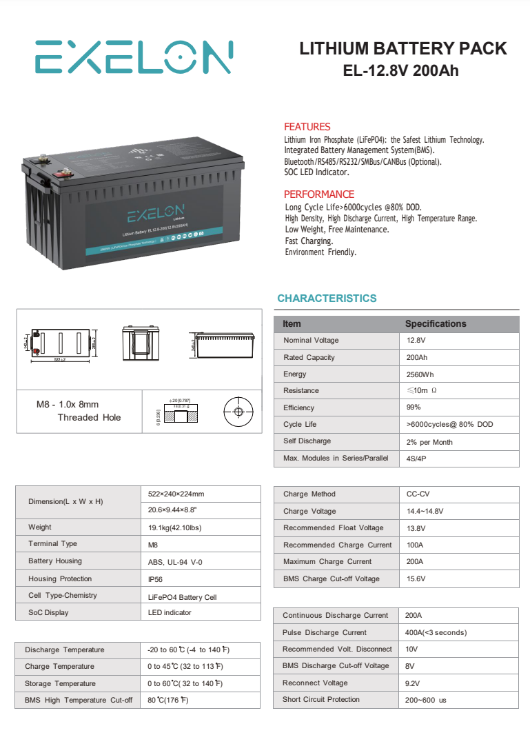 LİTYUM AKÜ 100AH 25.6 V LIFEPO4 EXELON - Görsel 2