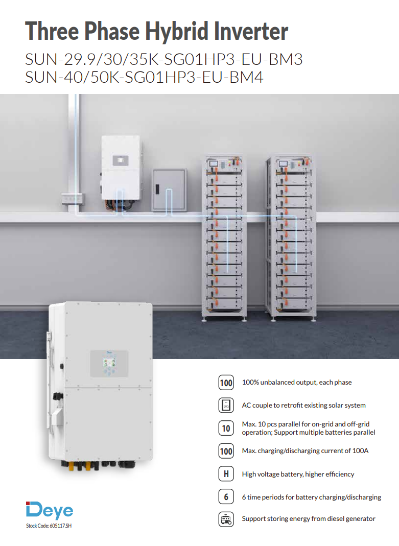 DEYE 40KW HİBRİT TRİFAZE İNVERTER HV - Görsel 2