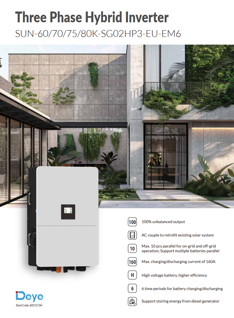 DEYE 60KW HİBRİT TRİFAZE İNVERTER HV - Görsel 3