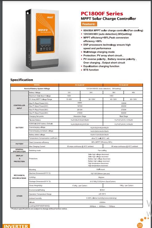 LEXRON 80 AMPER 12V -24V-48V MPPT SOLAR ŞARJ KONTROL CİHAZI - Görsel 2
